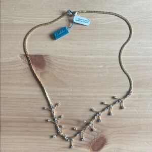 Ooh La La French Designer Vintage Gold Necklace with Crystal Accents